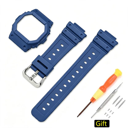 Case and Resin Rubber Strap Set for Casio G-Shock DW-5600, GW-M5610 & GW-B5600 - Unisex Replacement Watch Accessories