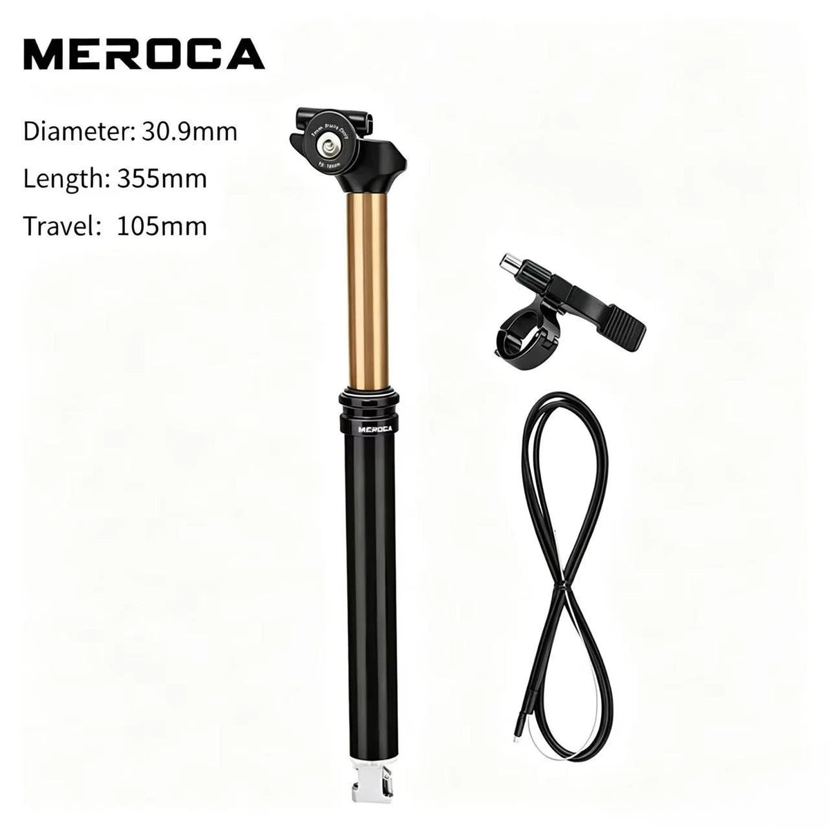 MEROCA Remote Dropper Seatpost - Internal Cable Routing Telescopic Seatpost for MTB, 27.2mm, 30.9mm & 31.6mm Options