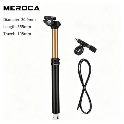 MEROCA Remote Dropper Seatpost - Internal Cable Routing Telescopic Seatpost for MTB, 27.2mm, 30.9mm & 31.6mm Options