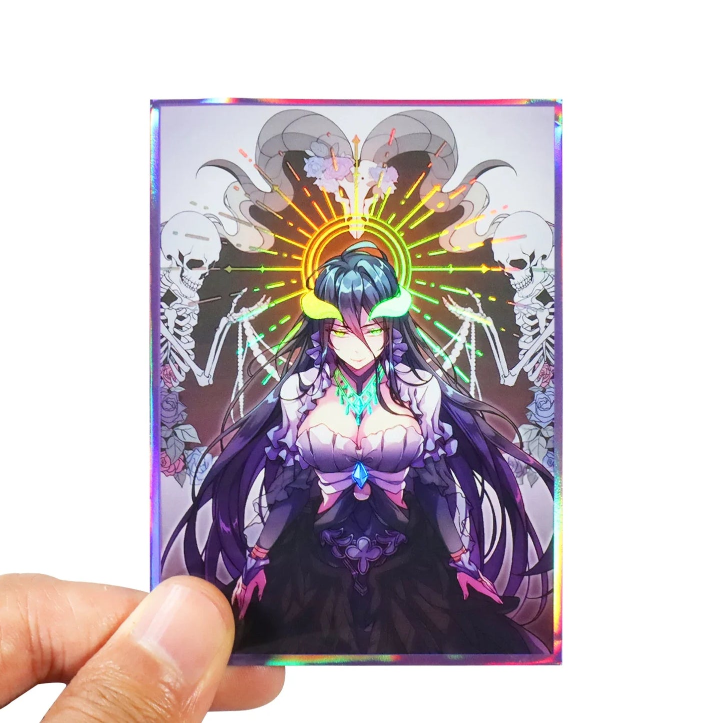 Albedo Holographic Card Sleeves 67x92mm — Anime Trading Card Protectors for PKM & MTG Standard Size