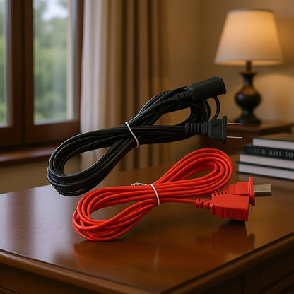 AC Power Cord with ON/OFF Switch - Two-Pin Plug Extension Cable Adapter for Home & Electronics