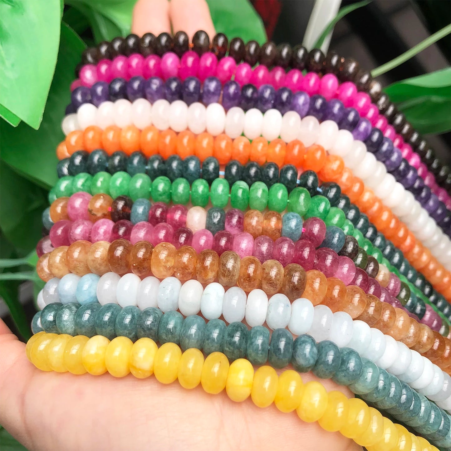 Natural Stone Rondelle Beads - 5x8mm Tourmaline, Citrine & Quartz Loose Beads for DIY Bracelets
