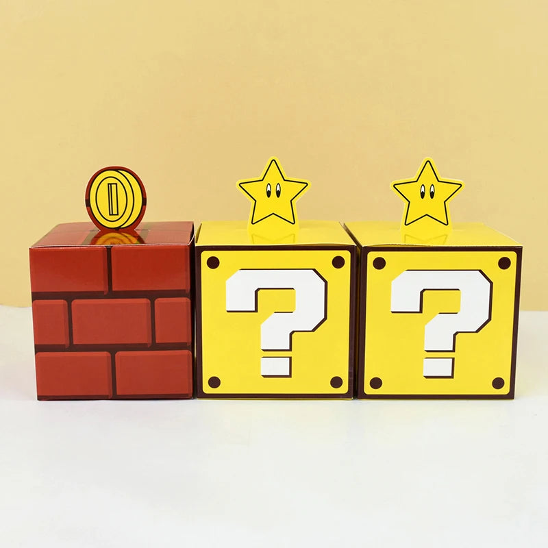 6PCS Question Block Gift Boxes – Kids Video Game Party Favors, Candy Treat Boxes & Decorations 10cm