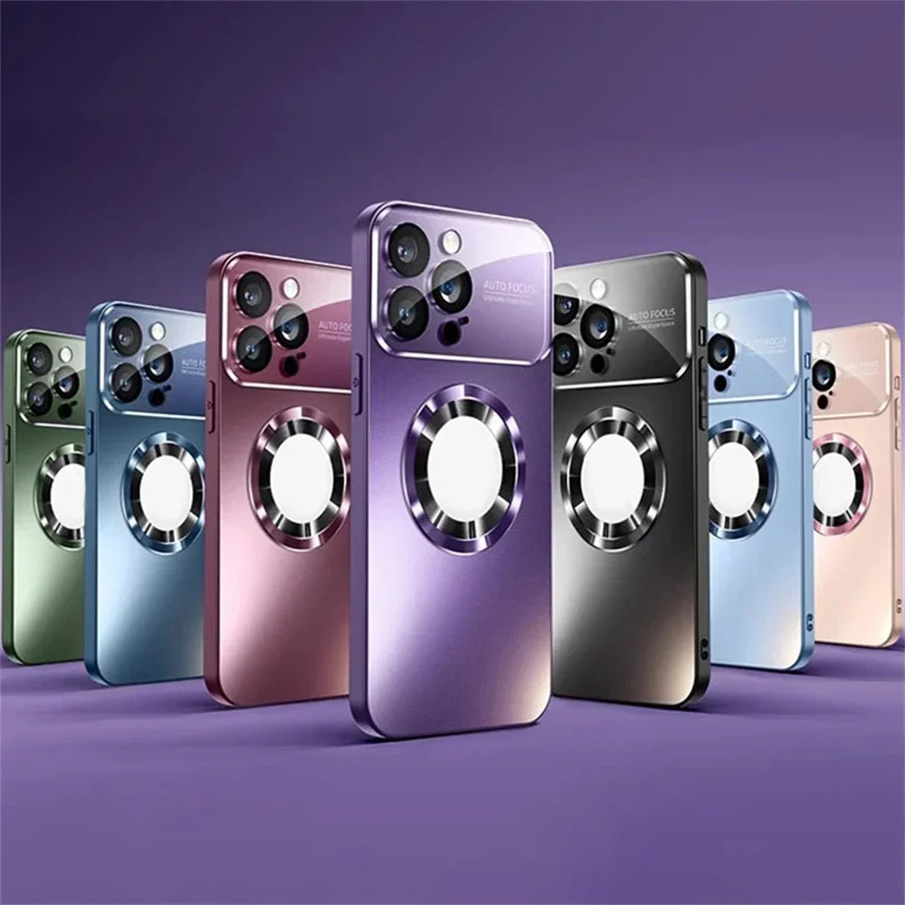 Luxury Titanium Matte Magnetic iPhone Case - MagSafe Compatible Wireless Charging Cover