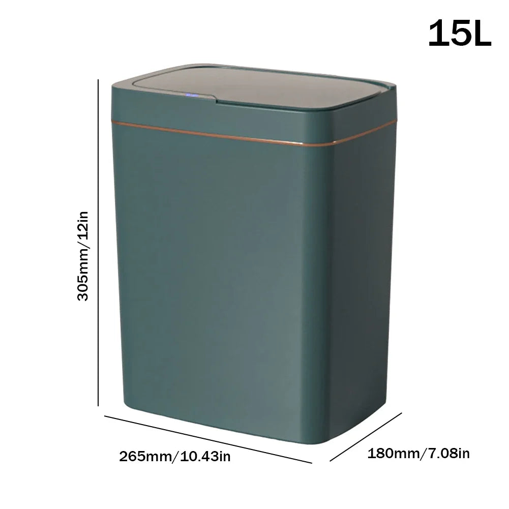 15/18L Smart Sensor Trash Can — Waterproof Touchless Automatic Motion Trash Bin for Kitchen & Bathroom