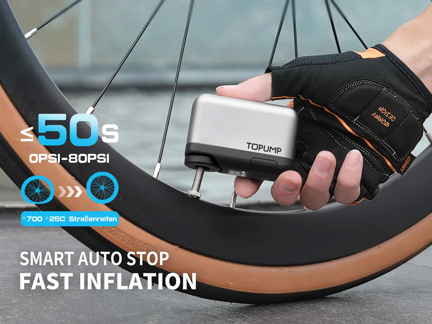TB2PRO Mini Bicycle Tire Inflator – 120PSI Rechargeable Pump with LED Screen for Bikes, Sports Balls & Accessories