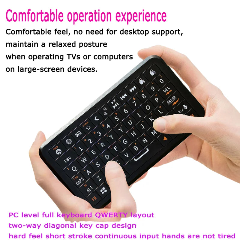 Mini Gyroscope Keyboard Dual Mode 2.4G & Bluetooth 5.0 Backlit Wireless Remote for Android TV Box, Smart TV, PC