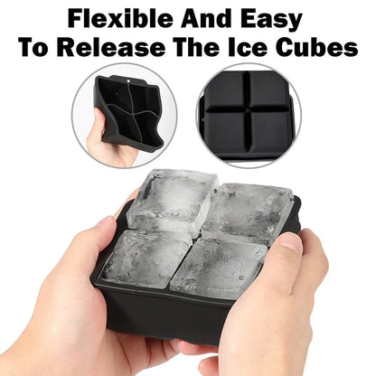 Silicone Large Ice Cube Molds – 2-Inch Big Ice Trays with Removable Lid, BPA-Free, Flexible & Stackable