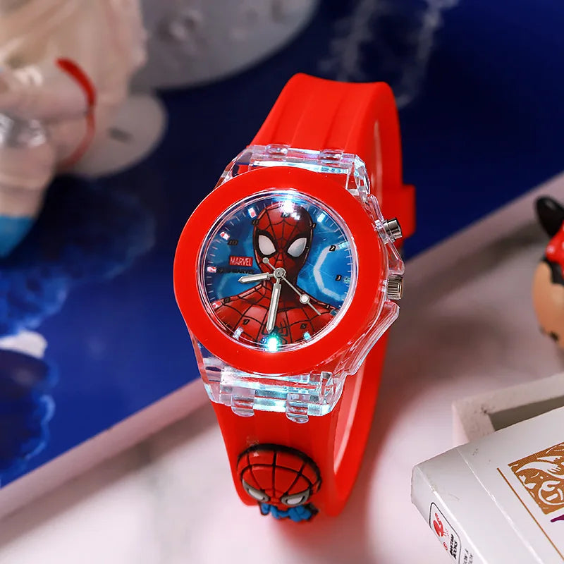 Mickey Kids Flash Light Watch - Rubber Strap Cartoon Toy Clock Gift for Girls
