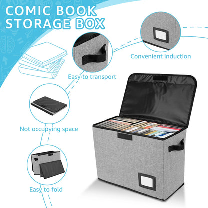 Comic Book Storage Bag with Handle – Washable Foldable Multipurpose Organizer for Home & Office