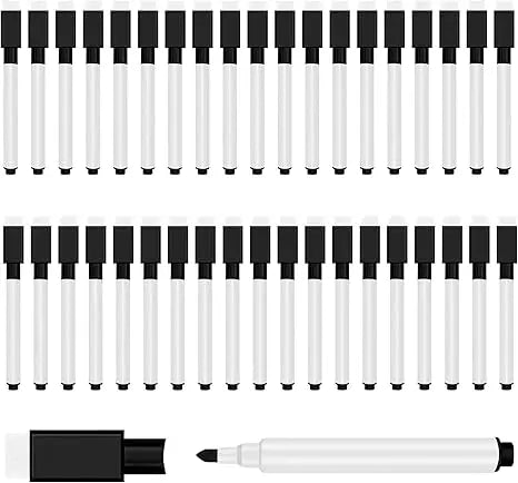 25Pcs Mini Black Dry Erase Markers with Eraser Cap – Whiteboard Markers for Office & School Supplies