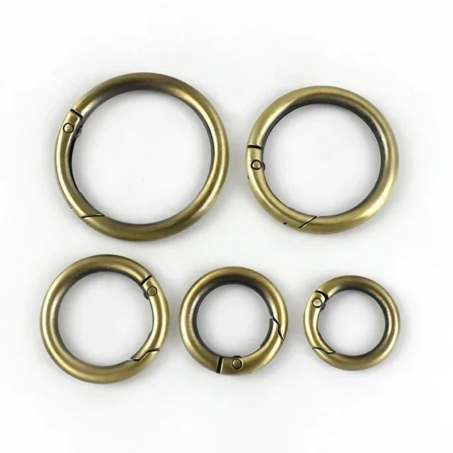 10Pcs Metal O Ring Spring Clasps - 10-38mm Openable Round Carabiner Snap Hooks for Keychains, Bags & DIY Jewelry Accessories
