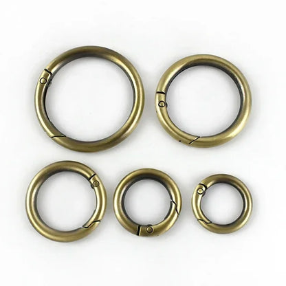 10Pcs Metal O Ring Spring Clasps - 10-38mm Openable Round Carabiner Snap Hooks for Keychains, Bags & DIY Jewelry Accessories