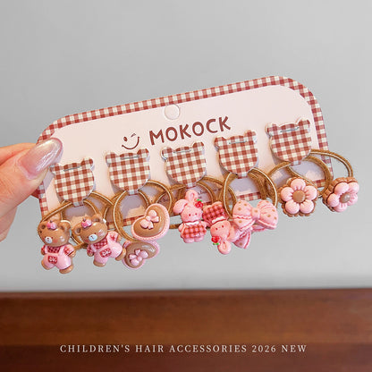 10PCS Ocean-Themed Baby Girl Hair Ties - High-Elasticity Korean-Style Star and Heart Hair Bands for Toddlers, Gentle Everyday Wear