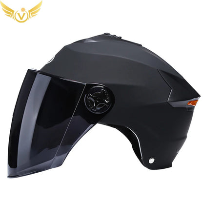 Motorcycle Helmet with LED Lights – Double Visor Moped Helmet for Men & Women, Electric Scooter & Bicycle Light, Rechargeable