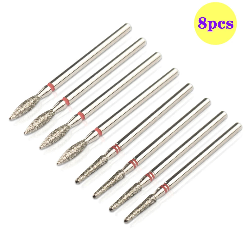 8pcs Diamond Nail Drill Bit Set - Rotary Electric Milling Cutters for Pedicure, Manicure, Cuticle Burr & Nail Tools Accessories