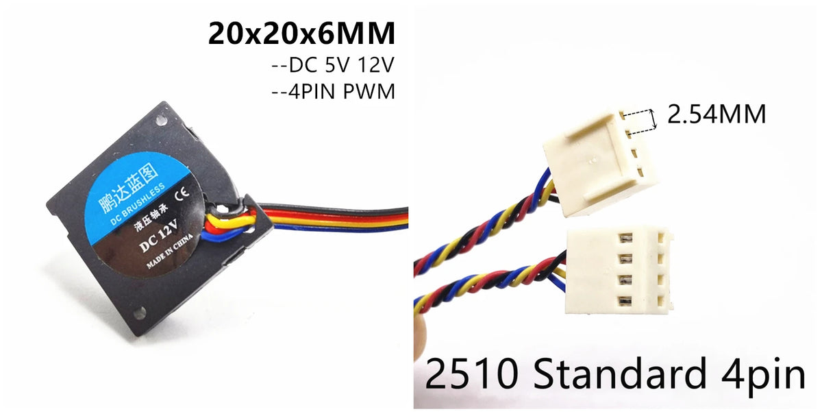 20×20×6mm Mini Blower Fan - 5V/12V 11000RPM Ultrathin 2-Pin 3-Pin 4-Pin PWM Laptop Cooling Fan