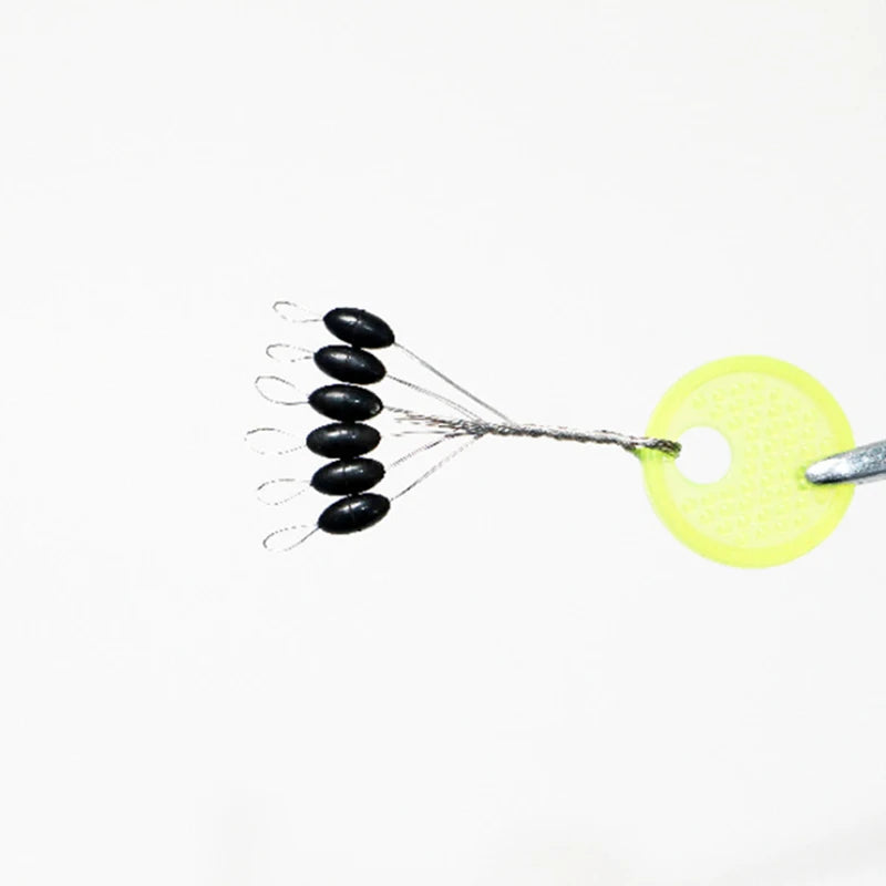 60pcs Rubber Space Bean Fishing Stoppers – 10-Group Oval Float Stopper Set for Carp & Fly Fishing