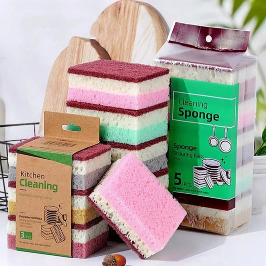 High-Density Sponge Cleaning Cloth — Non-Greasy Dishwashing & Kitchen Sponge for Pots, Bowls & Catering Use