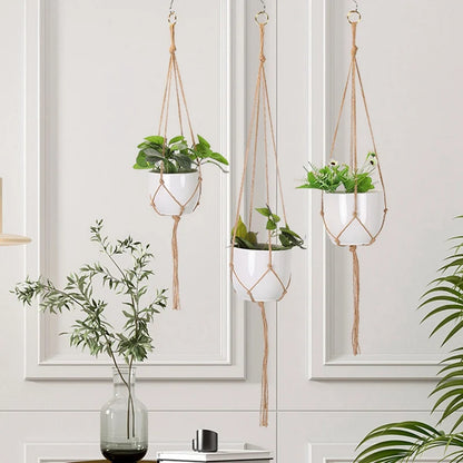 Handmade Macrame Plant Hanger: Stylish Hanging Flower Pot Planter for Wall Decor, Courtyard Garden, and Hanging Basket