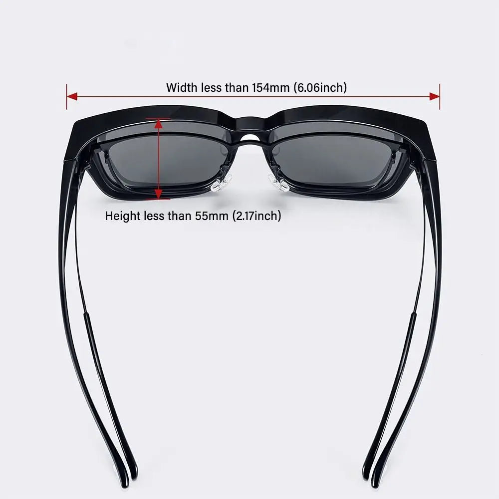 UV Protection Fit Over Glasses Sunglasses - Polarized Wrap Around Square Shades | Wearable Over Prescription Glasses