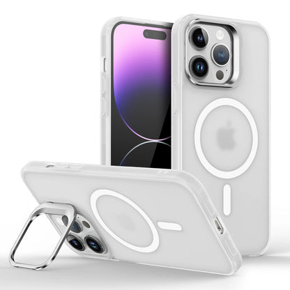 Magnetic Metal Lens Stand for iPhone 11–17 – MagSafe Compatible Matte Wireless Charging Case Holder