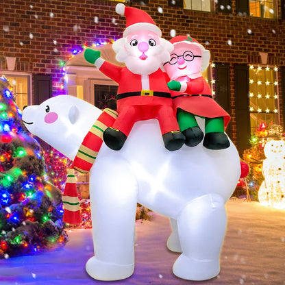 Merry Christmas Tree Arch Inflatable – Santa Claus Sleigh Decoration with LED Light for Home, Garden, and New Year Party Decor