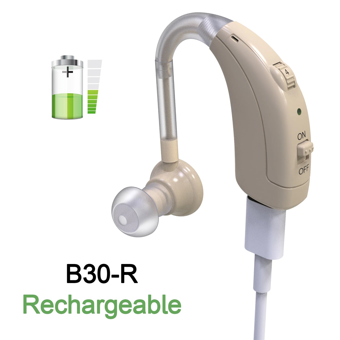 Digital BTE Hearing Aid - Adjustable Tone Portable Sound Amplifier for Seniors & Adults