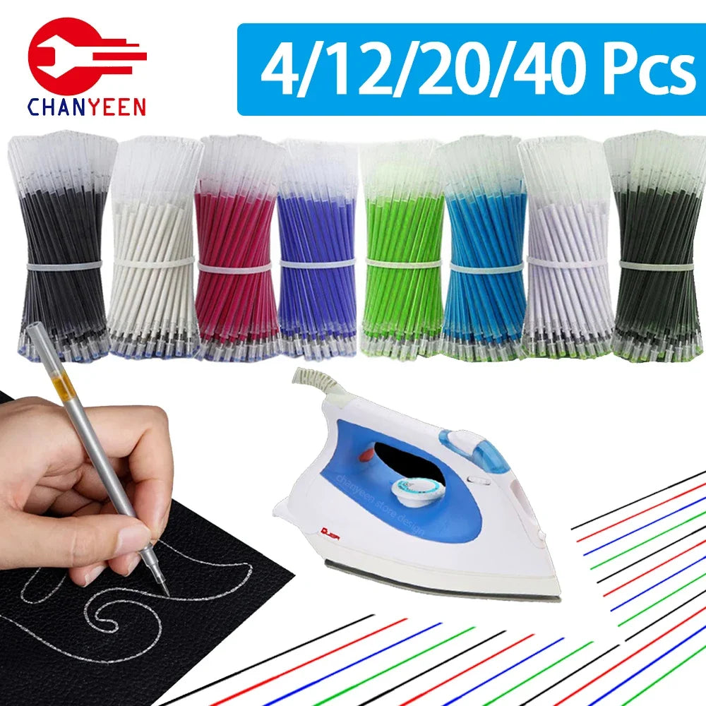 4-40Pcs High Temperature Disappearing Fabric Marker Pens - Erasable Refill Pens for Patchwork, PU Leather Marking & Sewing Tools