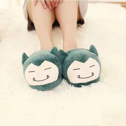 Anime Pokémon Plush Slippers – Pikachu, Gengar & Snorlax Cotton Indoor Shoes for Women, Autumn/Winter