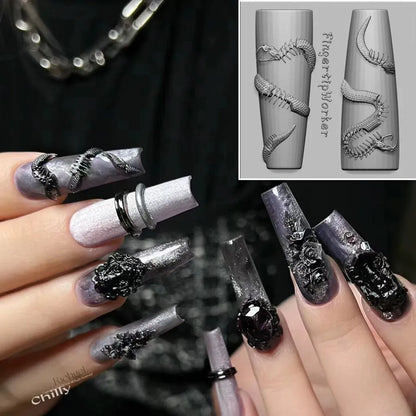 Snake Lolita Bow, Mushroom, Rose, Lotus, Bear 3D Acrylic Nail Mold - DIY Silicone Nail Decorations & Nail Art Products