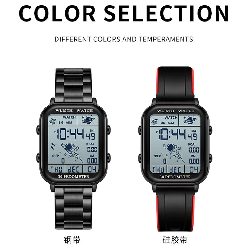 Men’s Digital Sports Watch - Stopwatch, Countdown Timer, Calendar & Pedometer Wristwatch