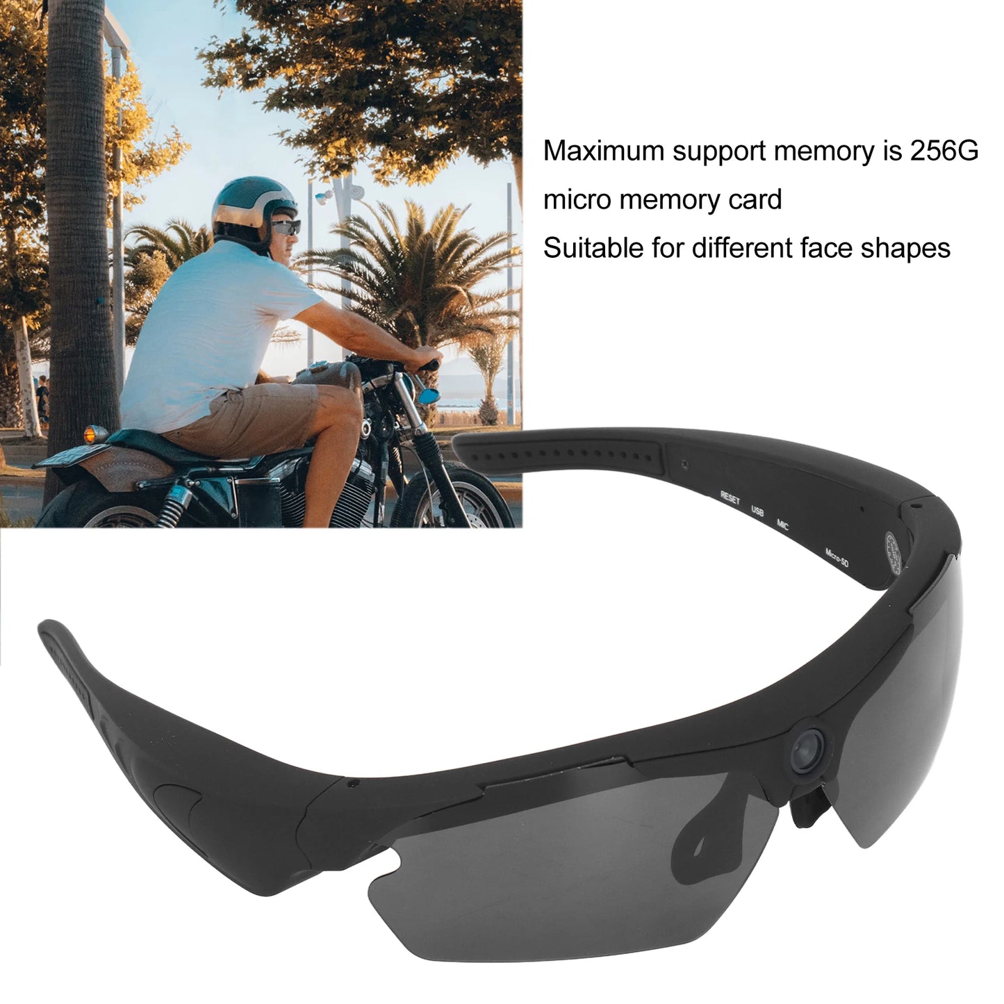 1080P HD Camera Glasses Sunglasses — Video Recording Glasses for Cycling, Driving, Hiking, Fishing & Hunting