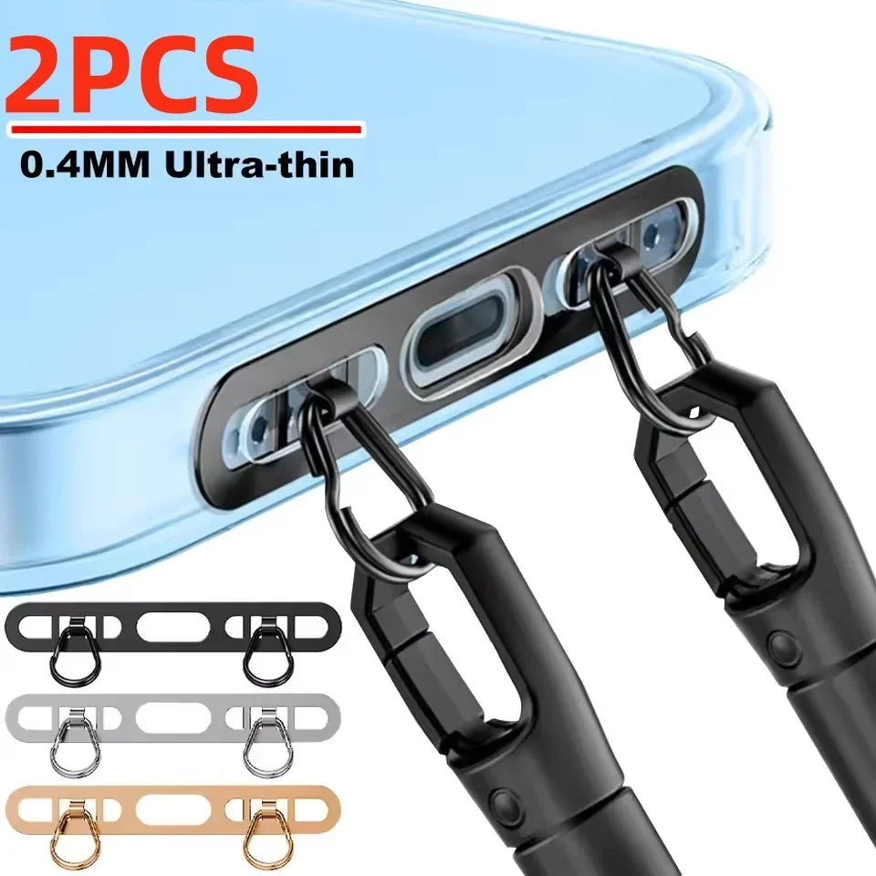 Ultra-Thin Stainless Steel Phone Lanyard Gasket Patch – Metal Hanging Cord Clip Connector for Cellphone Safety Accessories