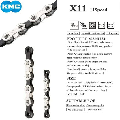 KMC X8 X9 X10 X11 X12 Bicycle Chain – 8v, 9v, 10v, 11v, 12v, 118L/126L, Road/MTB Chain with Quick-Link for SHIMANO SRAM Crankset