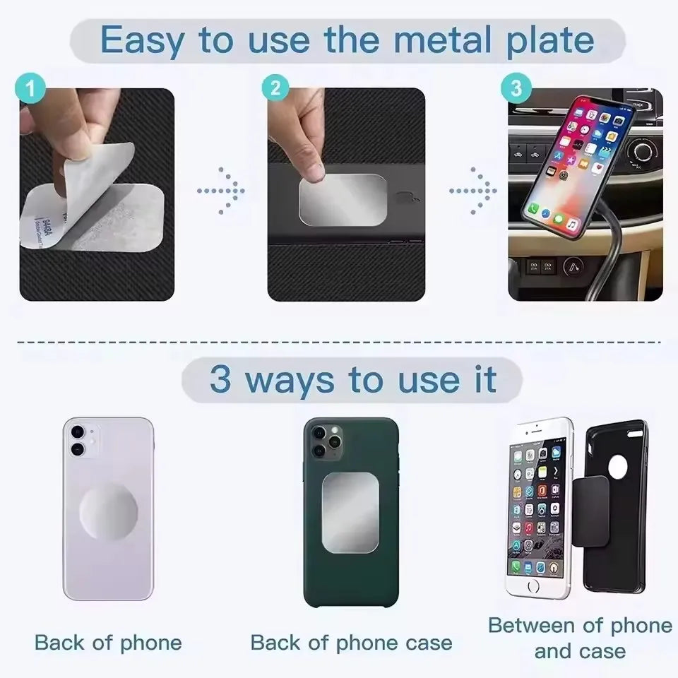 5/10-Piece Magnetic Metal Plate Stickers - Replacement Magnet Patches for Car Phone Holders, Tablets, and Mobile Phone Mounts