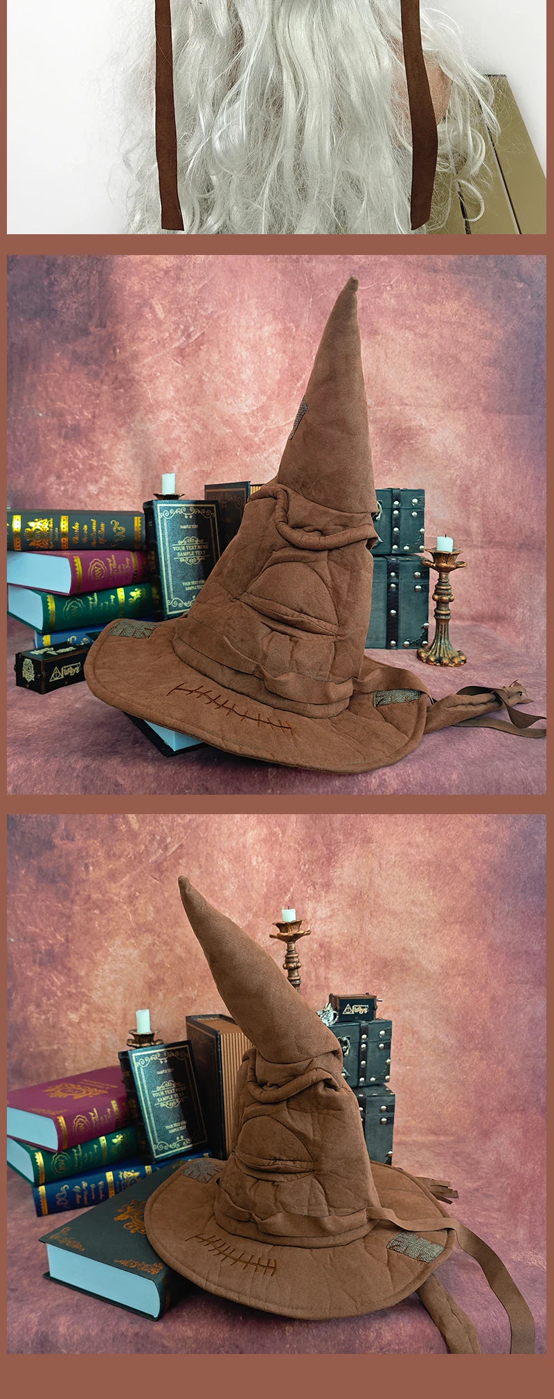 Fashion Witch & Wizard Sorting Hat – Leather Halloween Party Cosplay Accessory for Men
