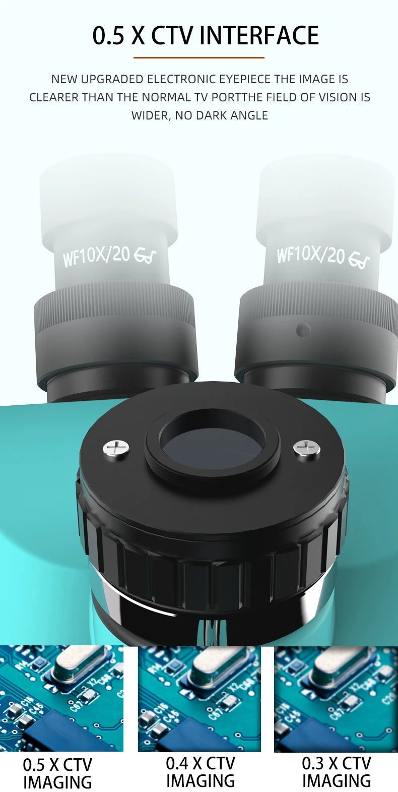 RF4 7-50X Trinocular Continuous Zoom Stereo Microscope – WF10X/22mm Eyepiece, Ideal for Mobile Phone PCB Welding & Repair