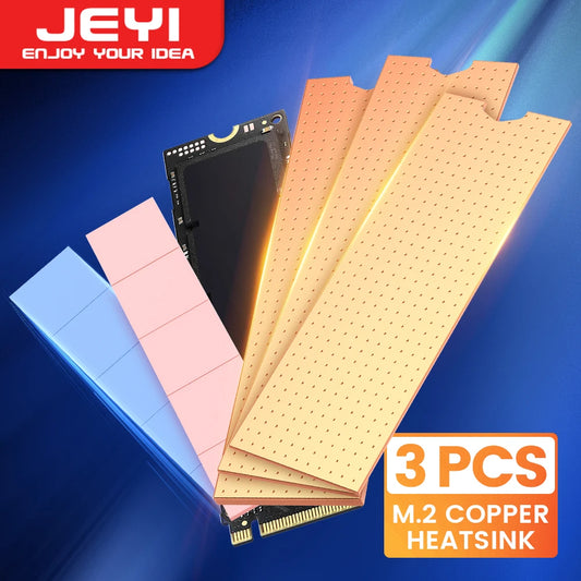 JEYI Copper M.2 Heatsink - NVMe 2280 SSD Cooler with Thermal Silicone Pad for Laptop & Desktop