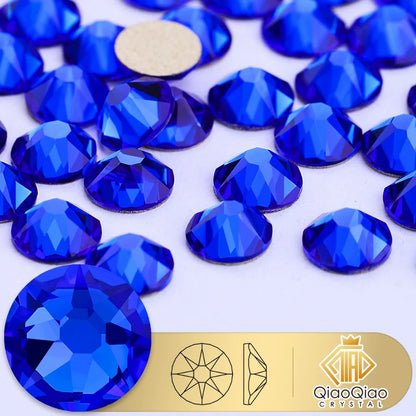 QIAO 2088 Crystal Nail Art Rhinestones — Flat Back Non-Hotfix Strass for DIY Nail Decorations (8 Big + 8 Small)