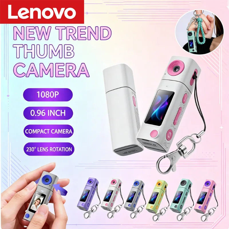 Lenovo G10 HD Mini Thumb Camera - 1080P Digital Camera with 230° Rotating Lens for Outdoor Sports, Video & Photo Capture