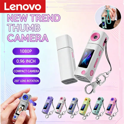 Lenovo G10 HD Mini Thumb Camera - 1080P Digital Camera with 230° Rotating Lens for Outdoor Sports, Video & Photo Capture