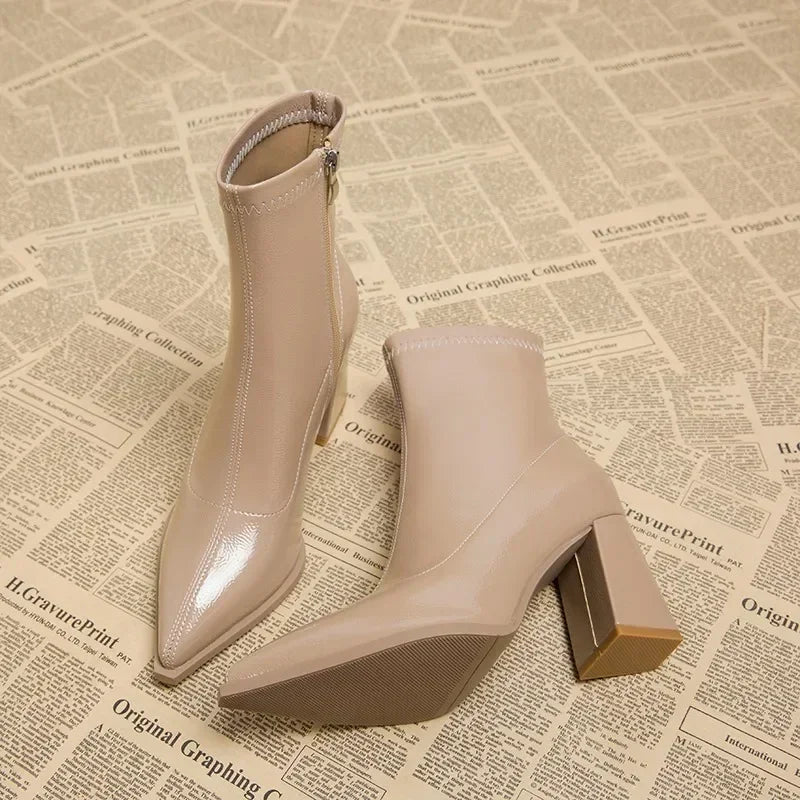 2024 High Heel Ankle Boots – Pointed Toe, Sexy Side Zip Women's Classic Daily Boots