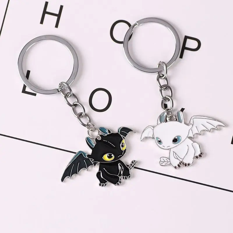 Cute Toothless Dragon Keychain – Cartoon Anime Couple Keyring, Valentine’s & Halloween Gift