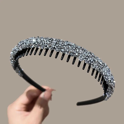 New Non-slip Rhinestone Headbands – Solid Wave Hairbands for Women & Girls, Bezel Fashion Hair Hoop, Boutique Hair Accessories