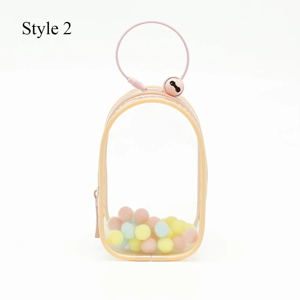 Transparent Jewelry Organizer Box – Plastic Storage Pouch with Keychain, Dustproof Case, Cute Doll Bag for Accessories