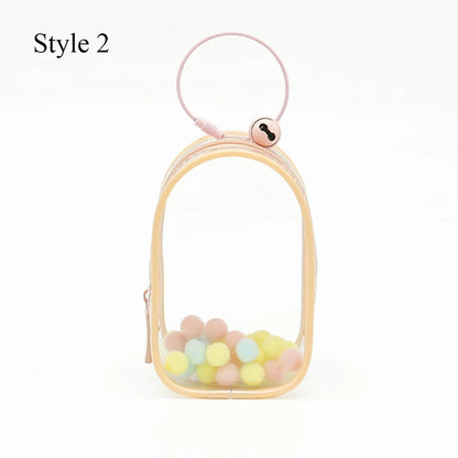 Transparent Jewelry Organizer Box – Plastic Storage Pouch with Keychain, Dustproof Case, Cute Doll Bag for Accessories