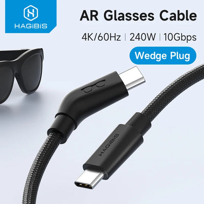 Hagibis USB-C Smart Glasses Cable – 4K 60Hz Charging & Data Power Cord for XREAL Air/One, RayNeo Air & VITURE