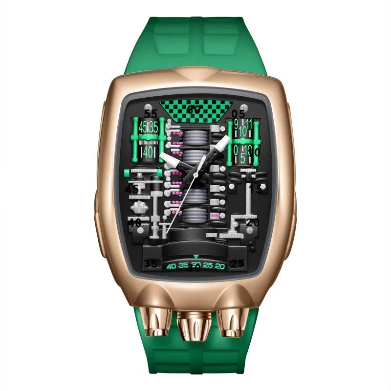 Alien Y2K Transparent Quartz Watch - Creative Hollow Case Design Fashion Men's Wristwatch with Unique Retro Style