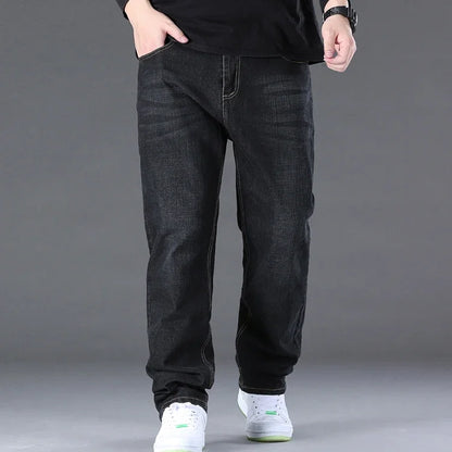Big Size Men’s Jeans – High Stretch Wide-Leg Denim Pants for 45–150kg, Comfortable Fit Jeans Hombre